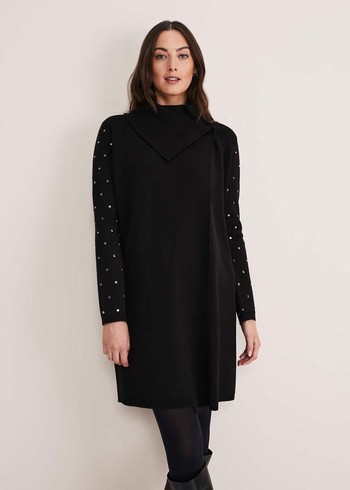 Phase Eight Paloma Stud Sleeve Coats Black USA | 8536197-NA